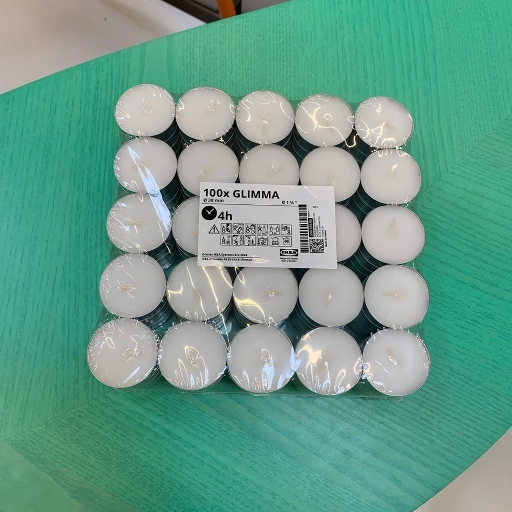1 packs/100 individual IKEA GLIMMA Unscented tea lights date night dinner party
